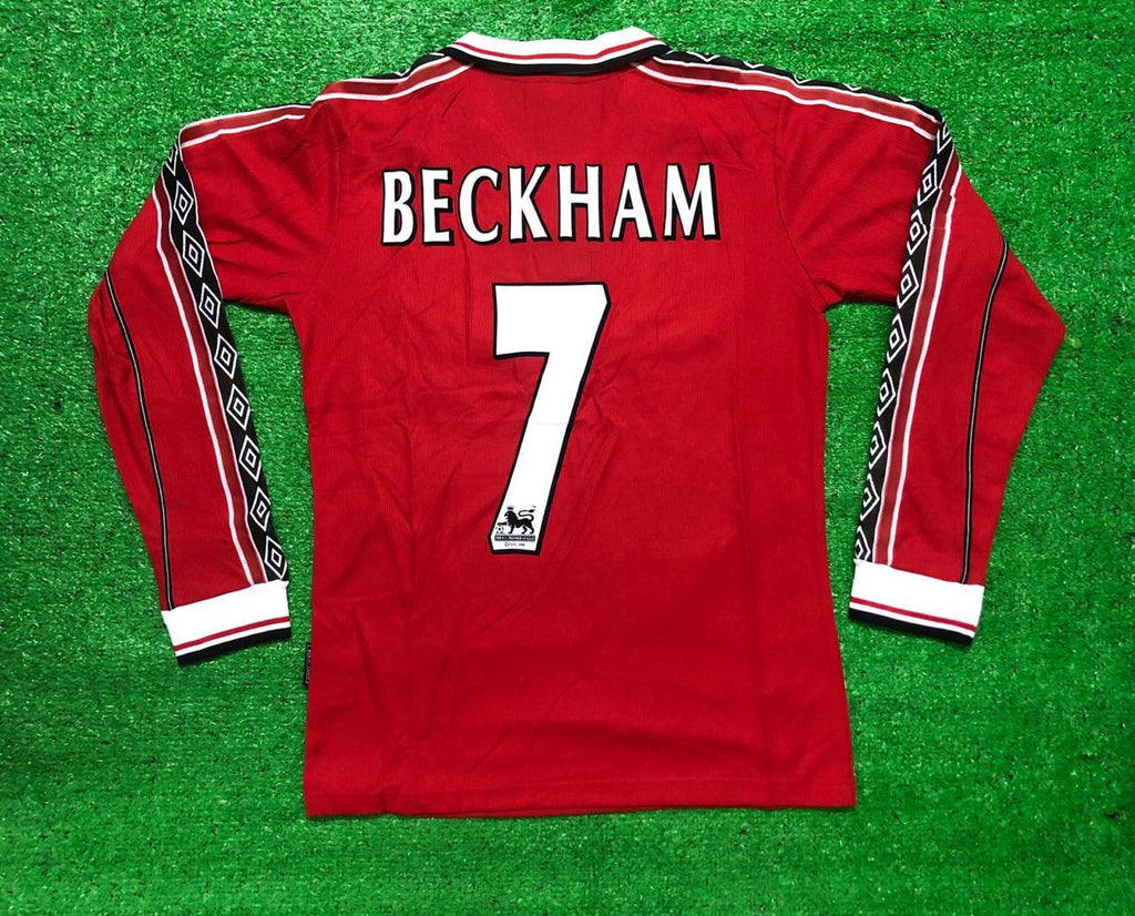 1998-99 Beckham 7- Manchester United Home Fullsleeves - Retro
