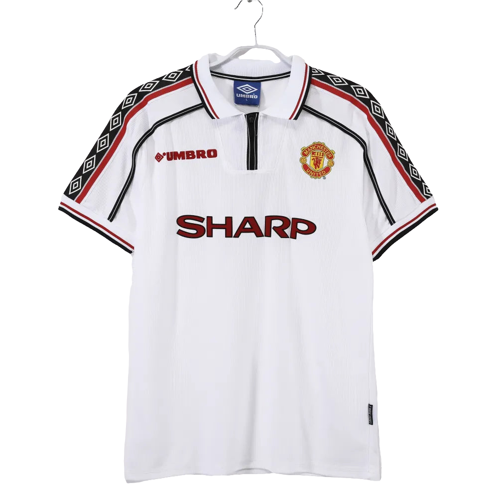 1998-99 Manchester United Away Commerative Jersey Retro - White