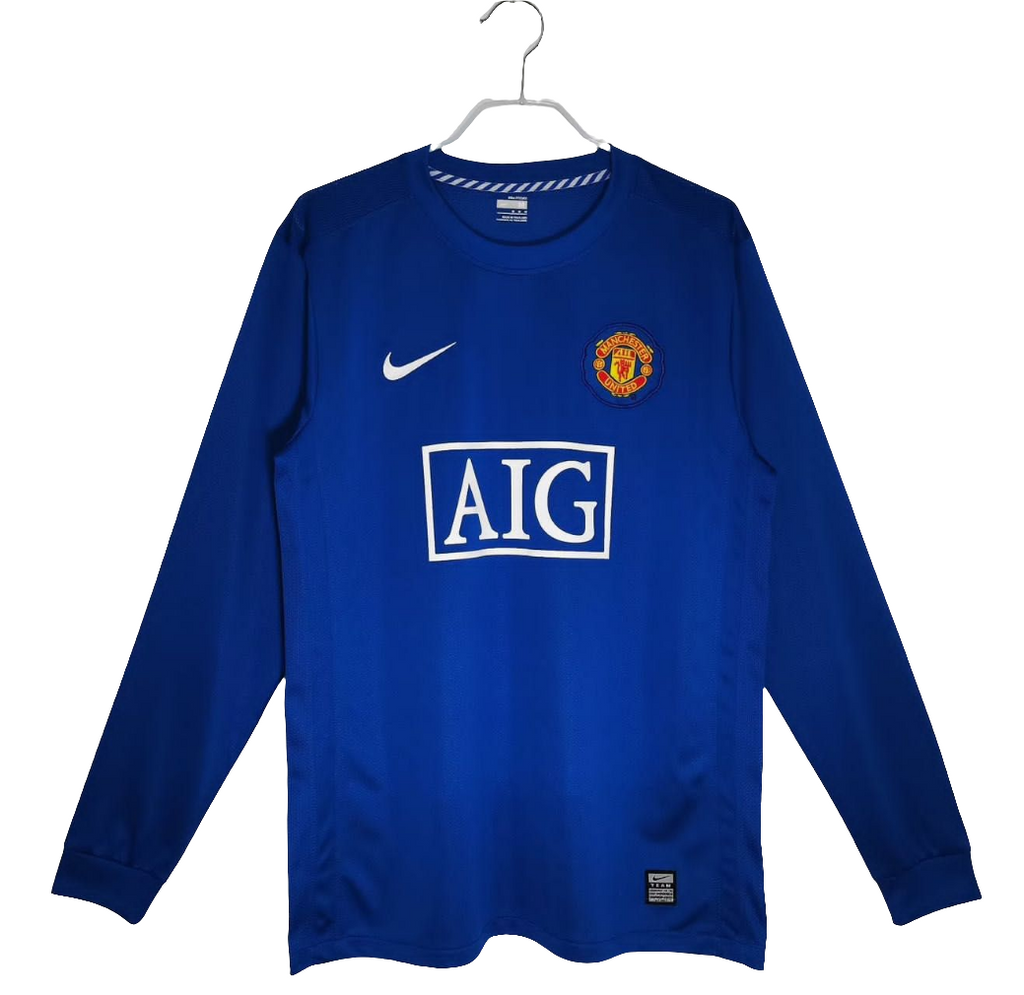 2008/09 Manchester United Third Fullsleeves Blue - Retro Jersey