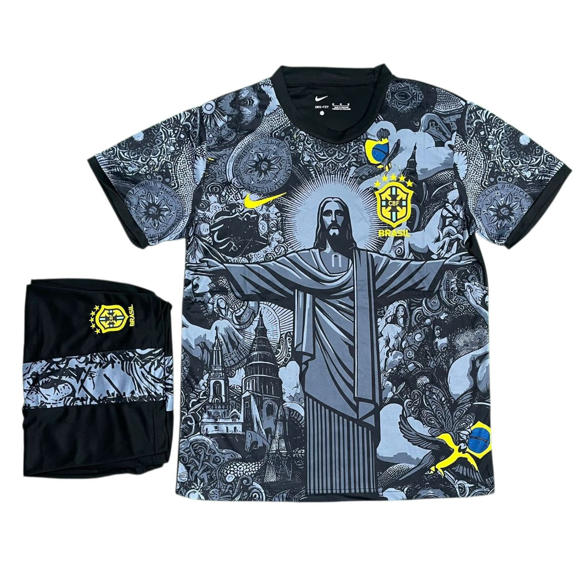 Brazil x Christ Black Kit 2025 - (Jersey+Shorts)