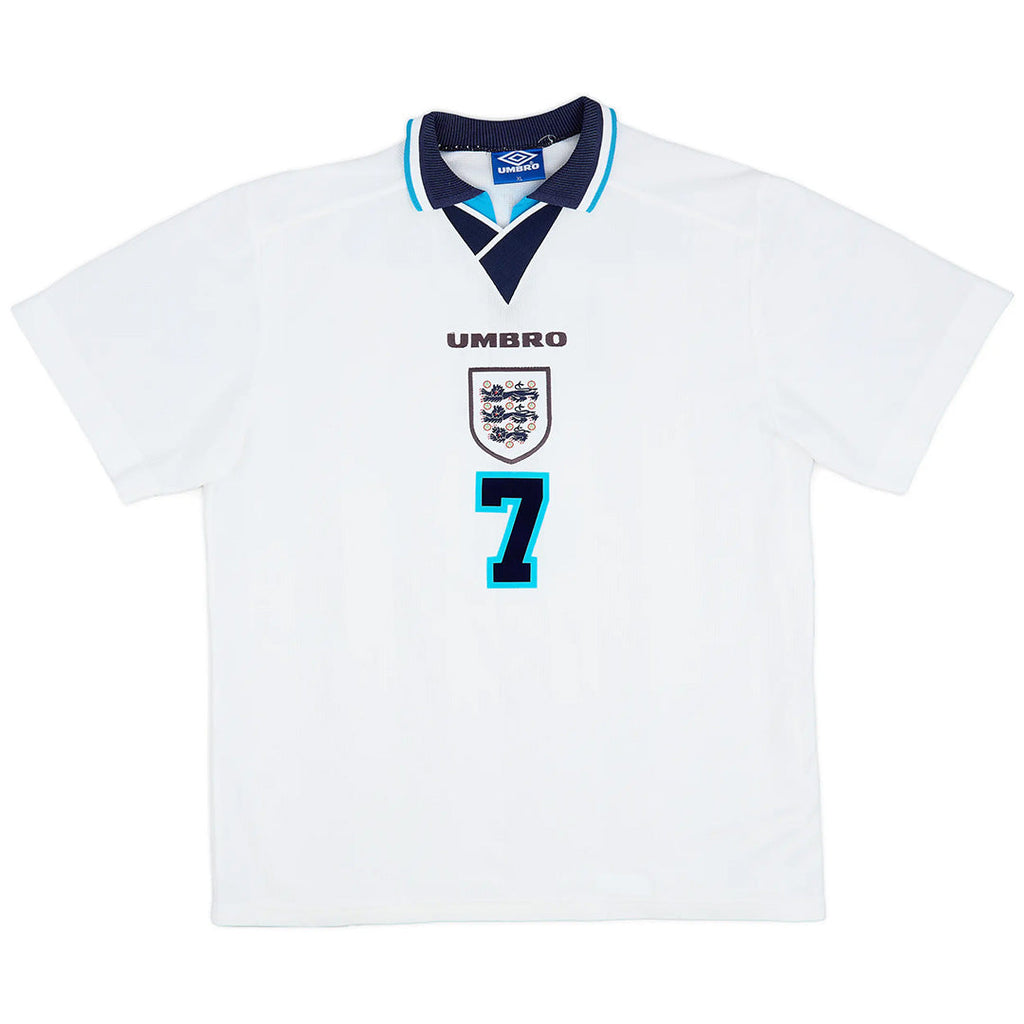 Beckham 7 - 1996 England Home World Cup Jersey - Retro ( Original Quality )