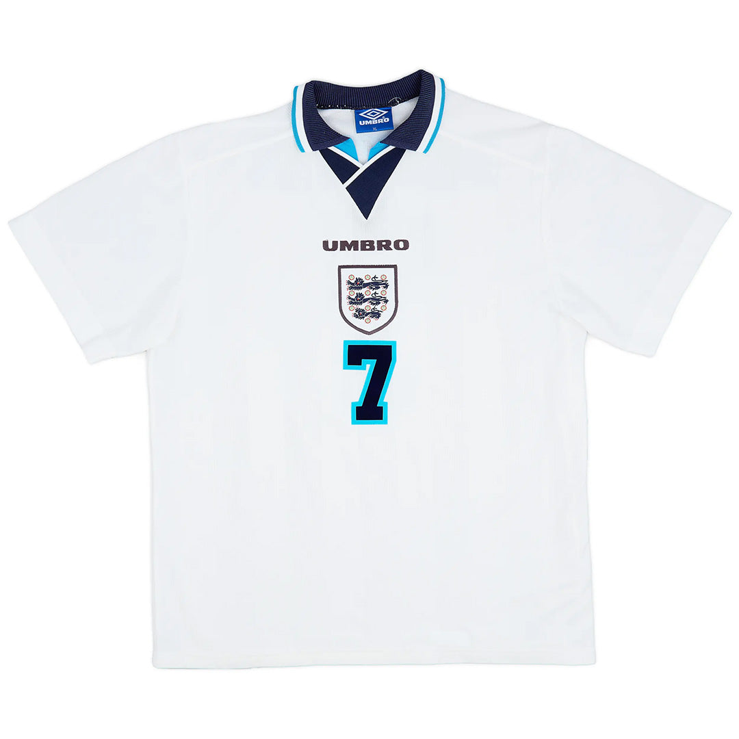 Beckham 7 - 1996 England Home World Cup Jersey - Retro ( Original Quality )