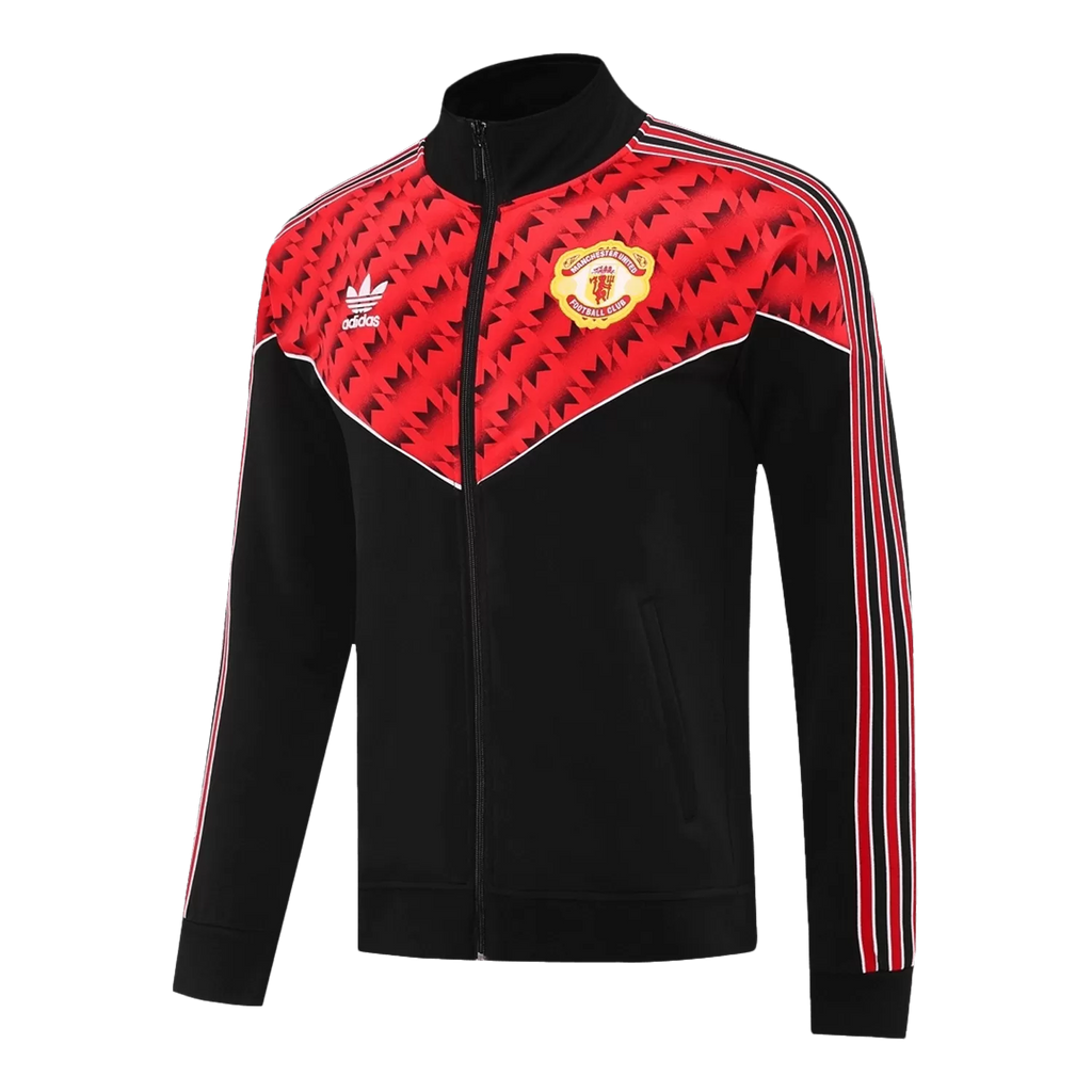 Manchester United Black (Red Design in Front) Anthem Jacket - 2025/26