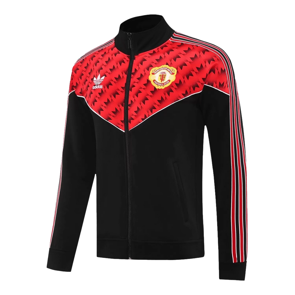 Manchester United Black (Red Design in Front) Anthem Jacket - 2025/26