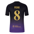Pedri 8 - FCB Away Player Black/Purple 2026/27 - Player Version Quality (UCL Font)