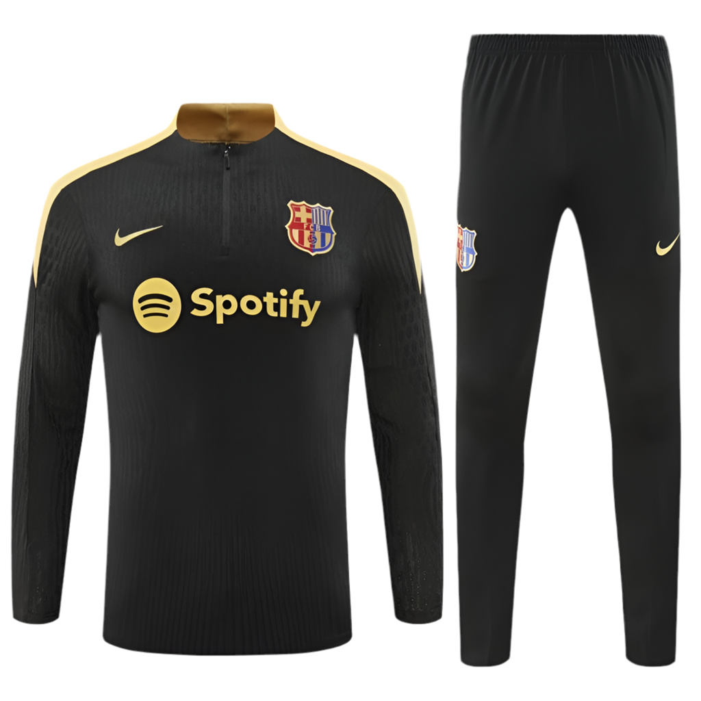FCB Black (Golden Strips) Tracksuit 2024/25