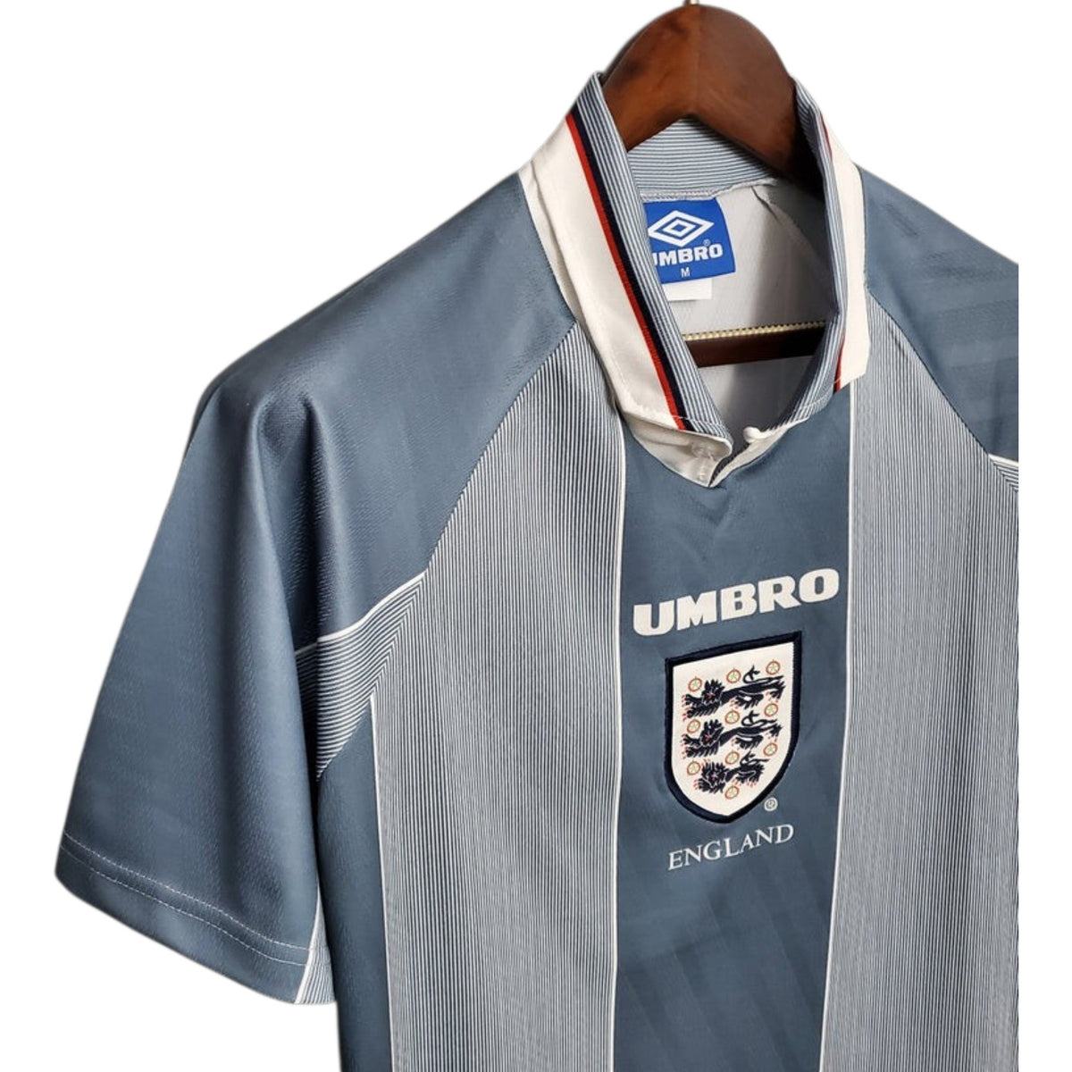 1996 England Away Blue/Grey Jersey - Retro ( Original Quality )