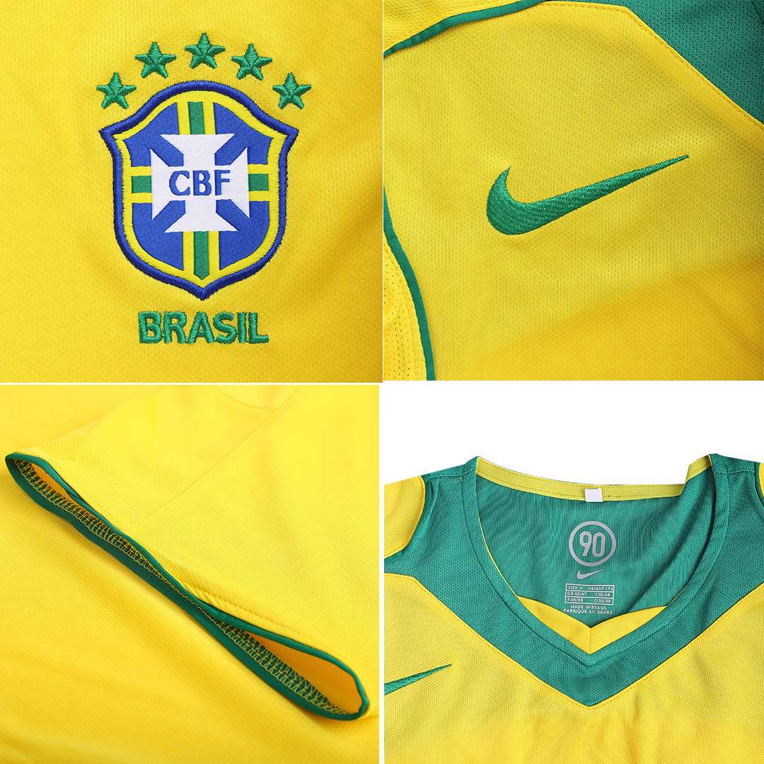 Ronaldinho 10 - 2004 Brazil Home Yellow Jersey - Retro ( Original Quality )