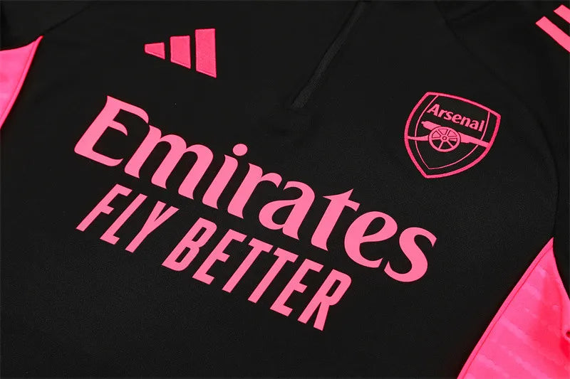 Gunners Black (Pink Strips) Tracksuit 2025/26