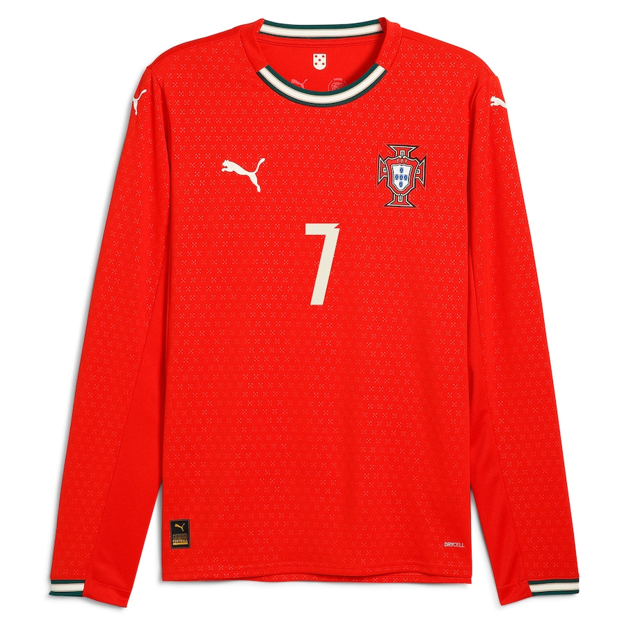 Ronaldo 7 - Portugal Home Puma Red Fullsleeves 2025 - Master Quality