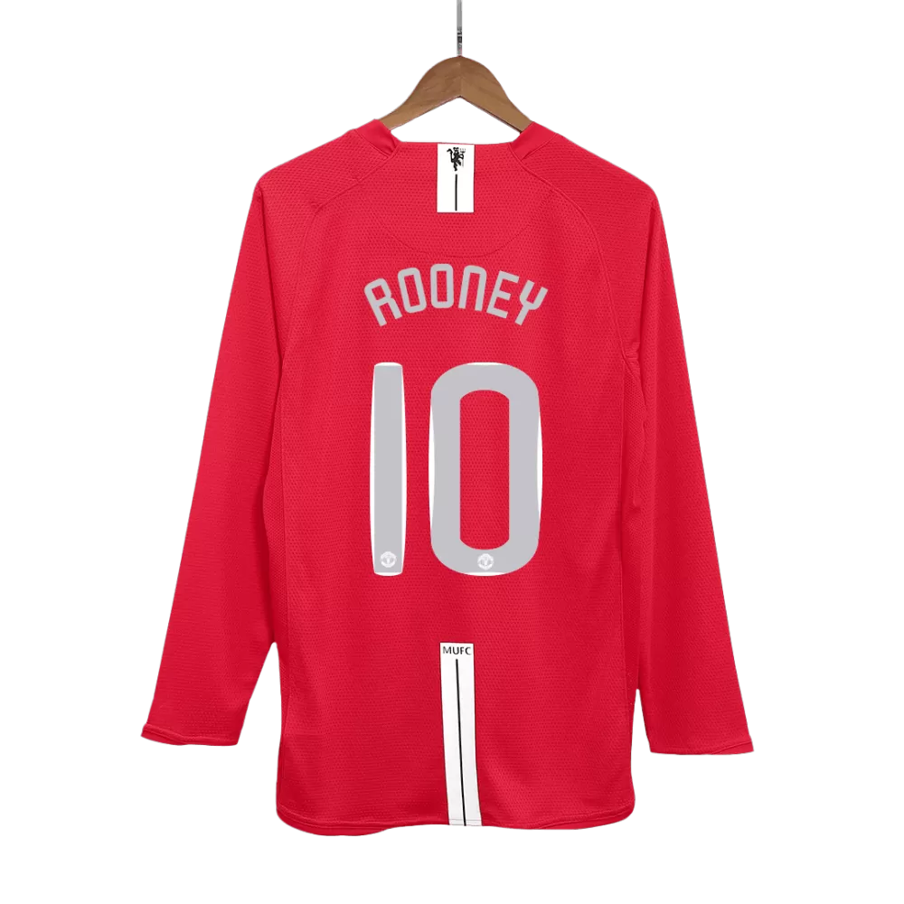 2007-08 Rooney 10 - Manchester United Home Fullsleeves Jersey - Retro