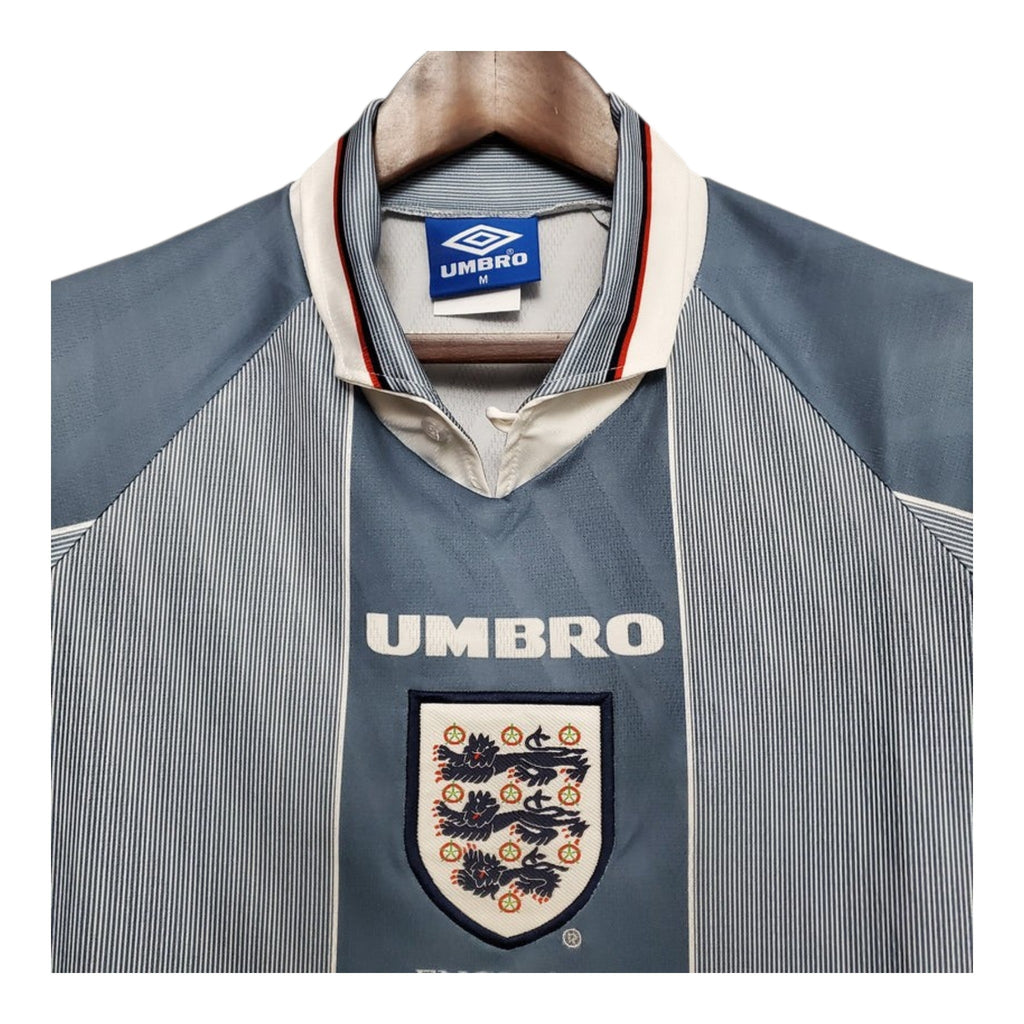 1996 England Away Blue/Grey Jersey - Retro ( Original Quality )