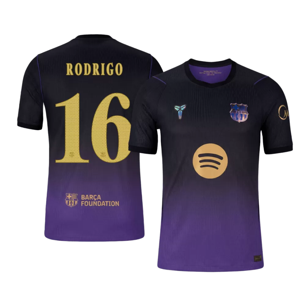 Rodrigo 16 - FCB Away Player Black/Purple 2026/27 - Player Version Quality (UCL Font)