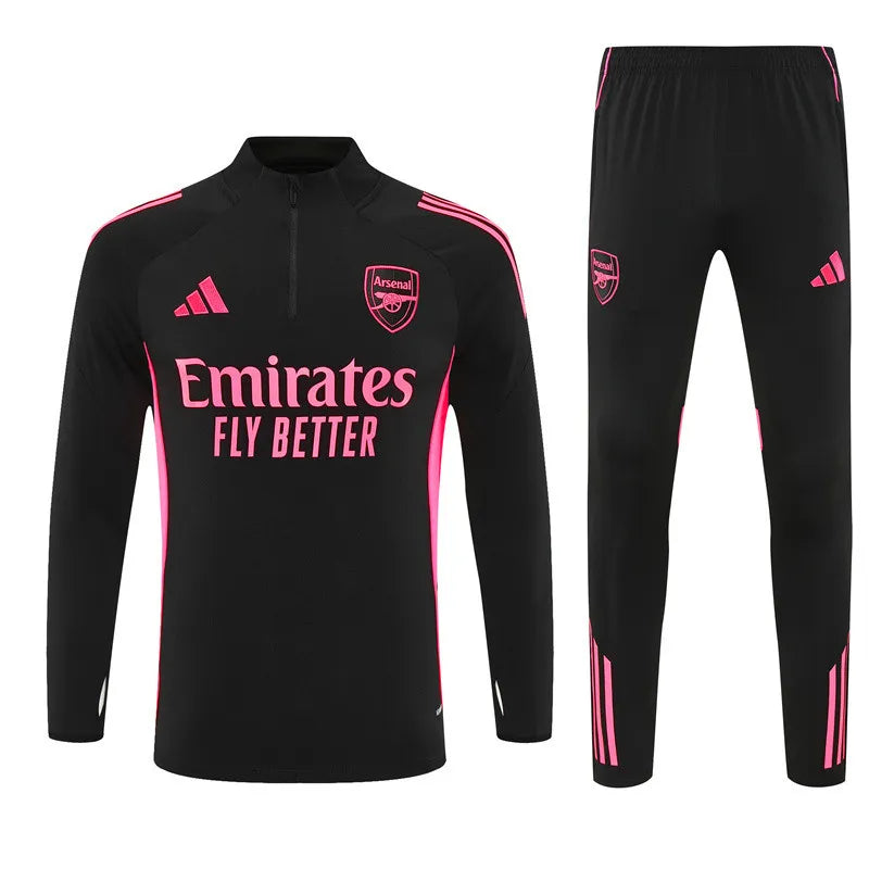 Gunners Black (Pink Strips) Tracksuit 2025/26