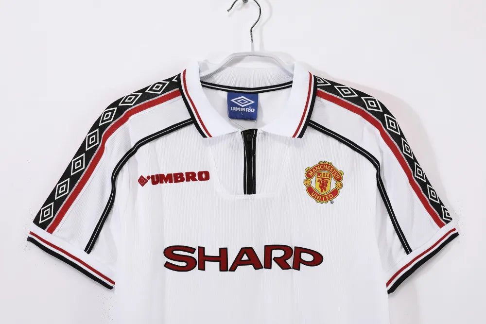 1998-99 Manchester United Away Commerative Jersey Retro - White