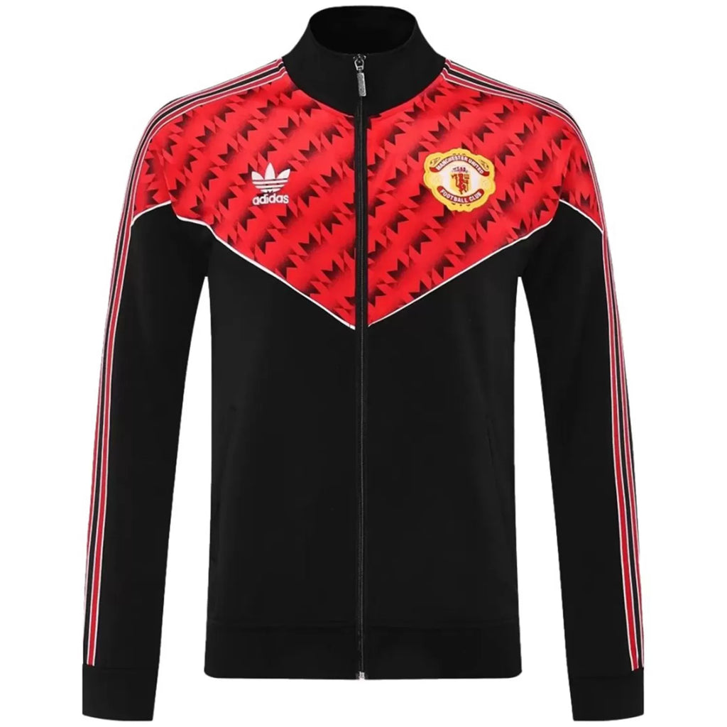 Manchester United Black (Red Design in Front) Anthem Jacket - 2025/26