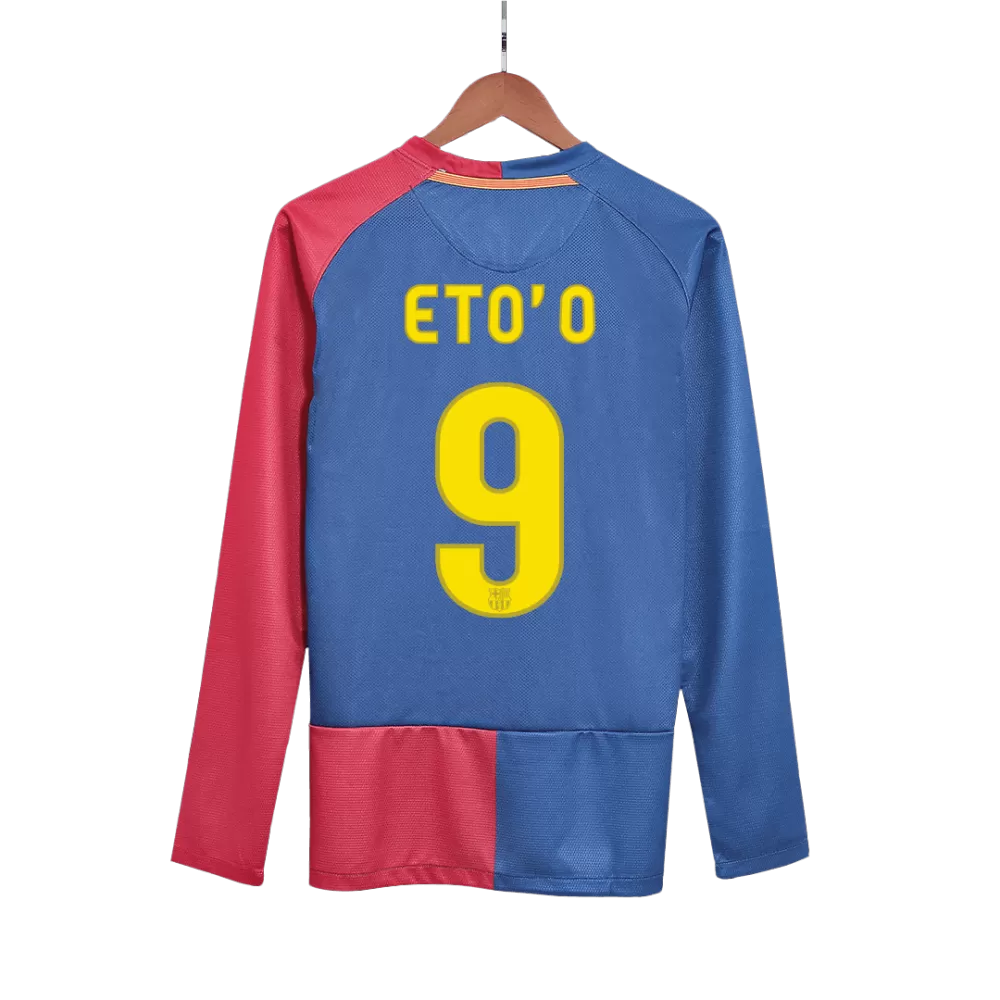 Eto'o 9 - 2008/09 FCB Home Fullsleeves Retro Jersey - Original Quality