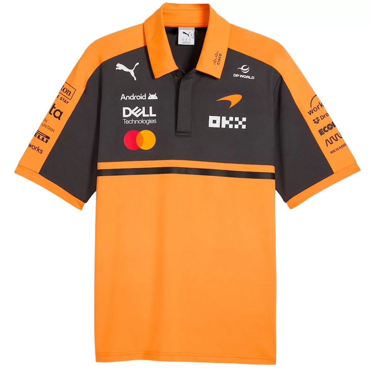 Mclaren Racing F1 Black/Orange Collar Polo - (Superior Quality)
