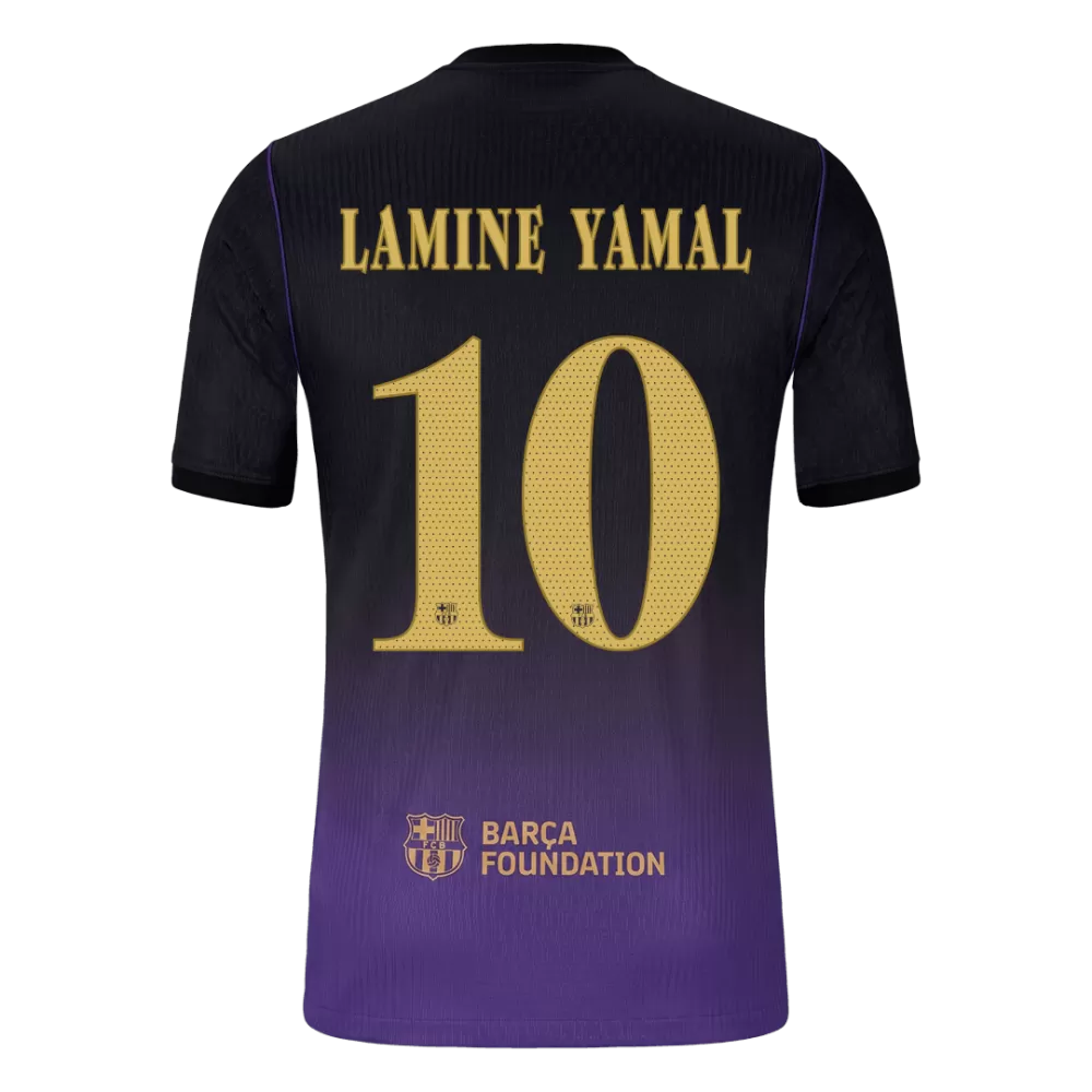 Lamine Yamal 10 - FCB Away Player Black/Purple 2026/27 - Player Version Quality (UCL Font)