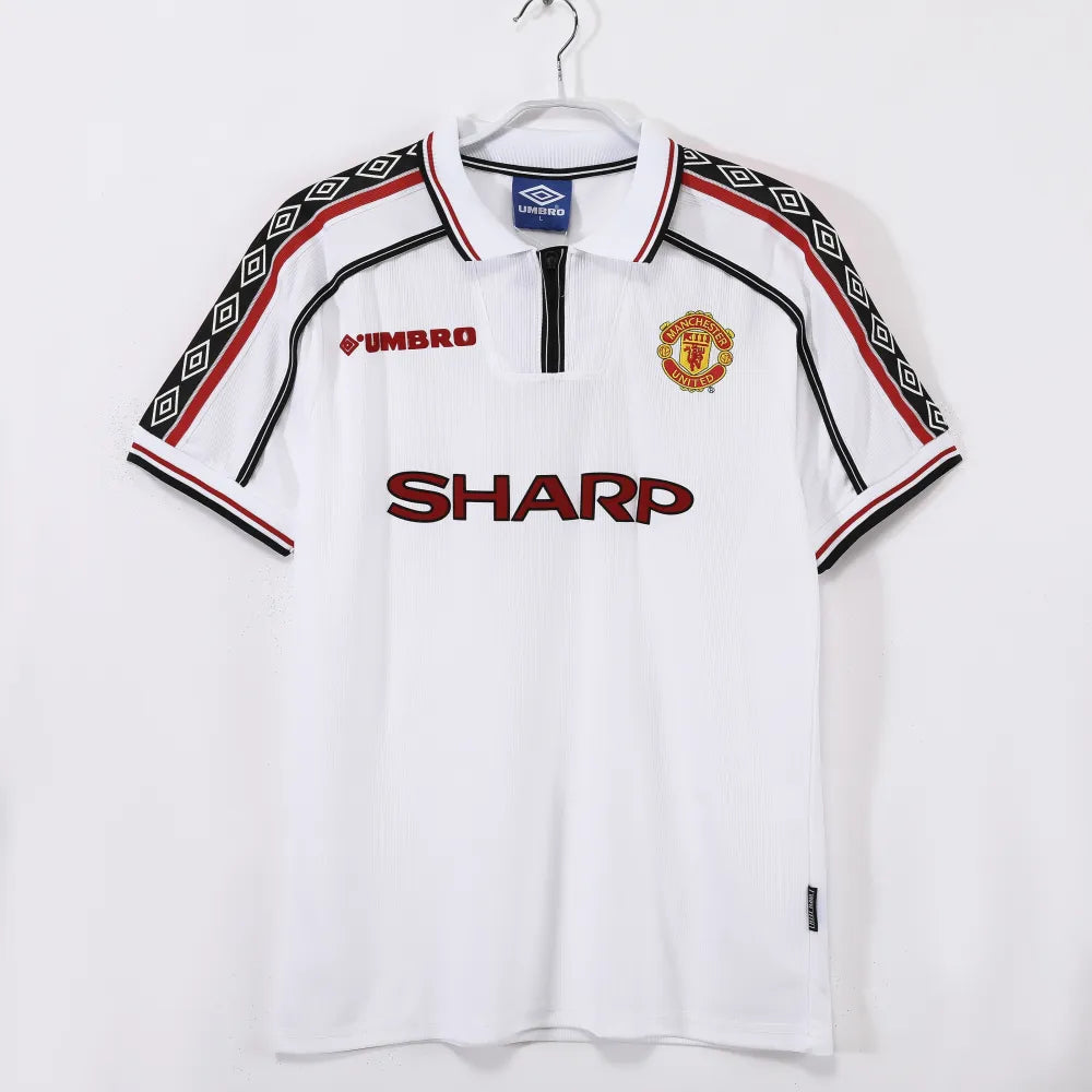 1998-99 Manchester United Away Commerative Jersey Retro - White