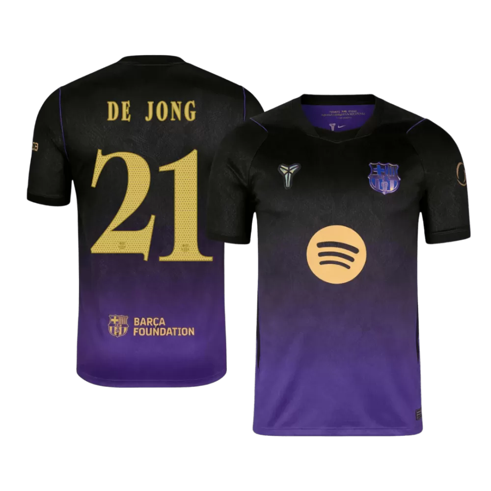 De Jong 21 - FCB Away Player Black/Purple 2026/27 - Player Version Quality (UCL Font)