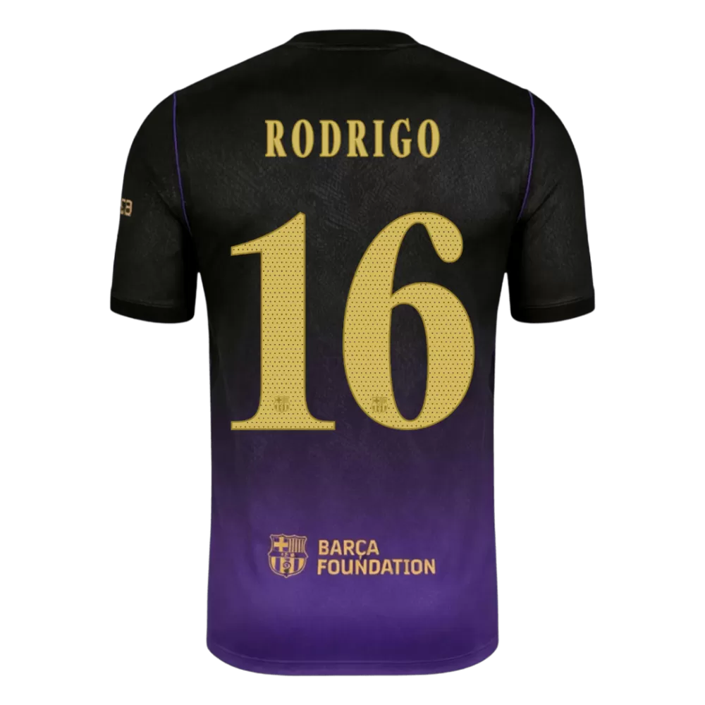 Rodrigo 16 - FCB Away Player Black/Purple 2026/27 - Player Version Quality (UCL Font)