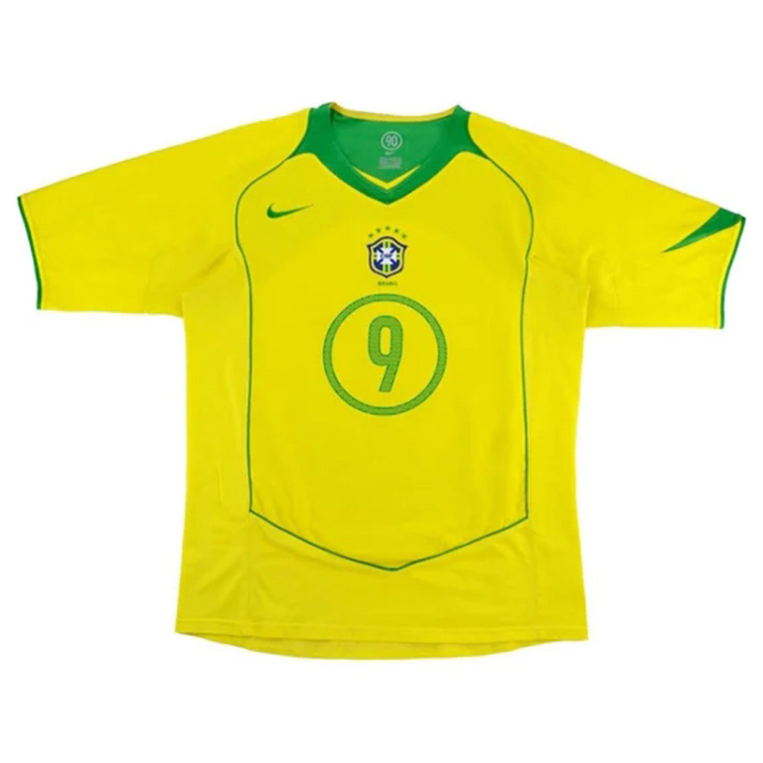 Ronaldo 9 - 2004 Brazil Home Yellow Jersey - Retro ( Original Quality )