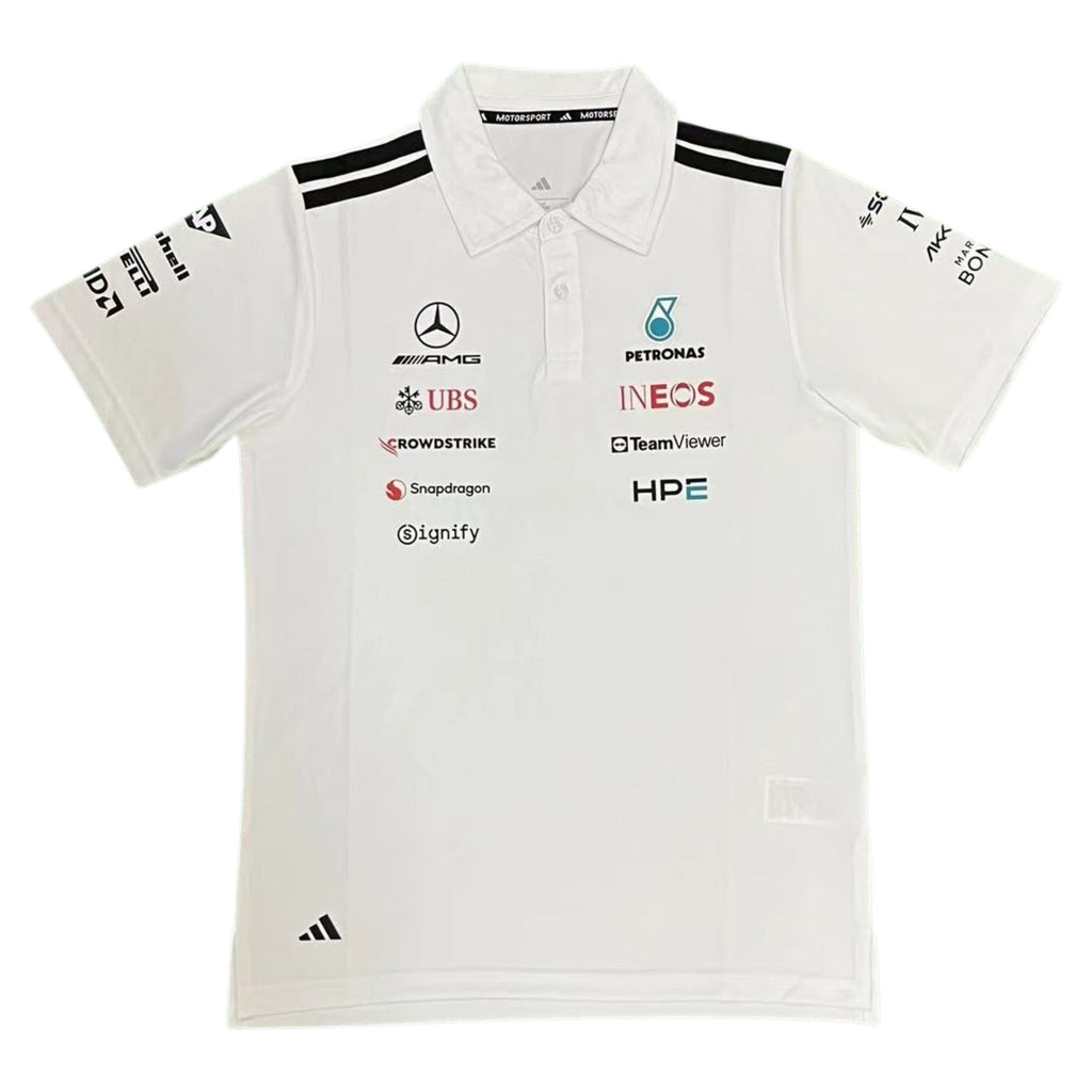 Mercedes AMG Petronas White Collar Polo 2026 (Superior Quality)